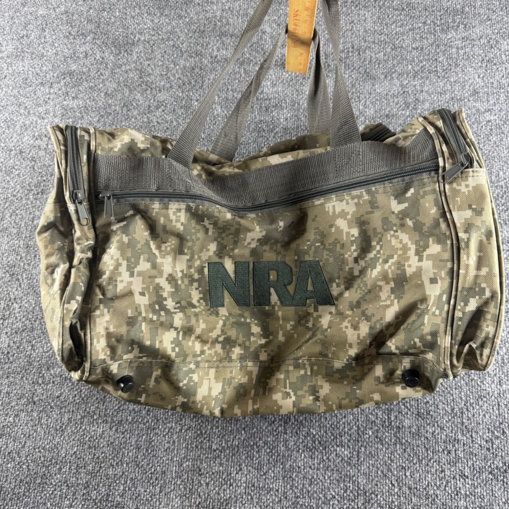 NRA Digital Camo Duffel Bag Tactical Range Gear Travel Canvas Green Tan 20 Inch